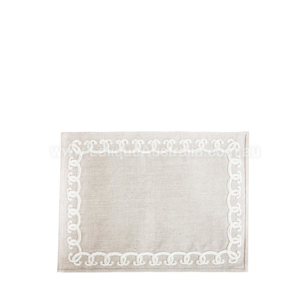 Lalique Australia. SCALLOP BORDER PLACEMAT (RECTANGLE) (METALLIC LINEN)
